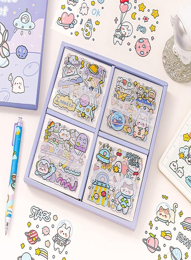 STOFFIER GARTEN 100 Piece Space Cartoon Stickers Set, Cute Cartoon Planets Sticker Set for Scrapbook Laptop Dairy, Cartoon Animals Stickers for Kids Boys - Image 1